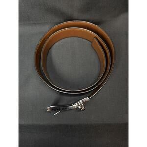 Perry Ellis Belt Men's 38 Black‎ Faux Leather Dress Reversible Buckle EUC